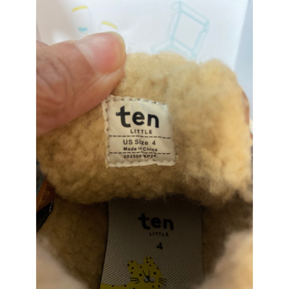 Ten Little Furry High Top Tan Brown Vegan Leather Faux Fur Boots Kids Toddler - Picture 10 of 10